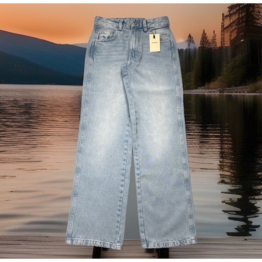 Suite Benedict Straight Jeans 0 (25x29.5) Light Wash Blue Denim Cotton Women NWT
